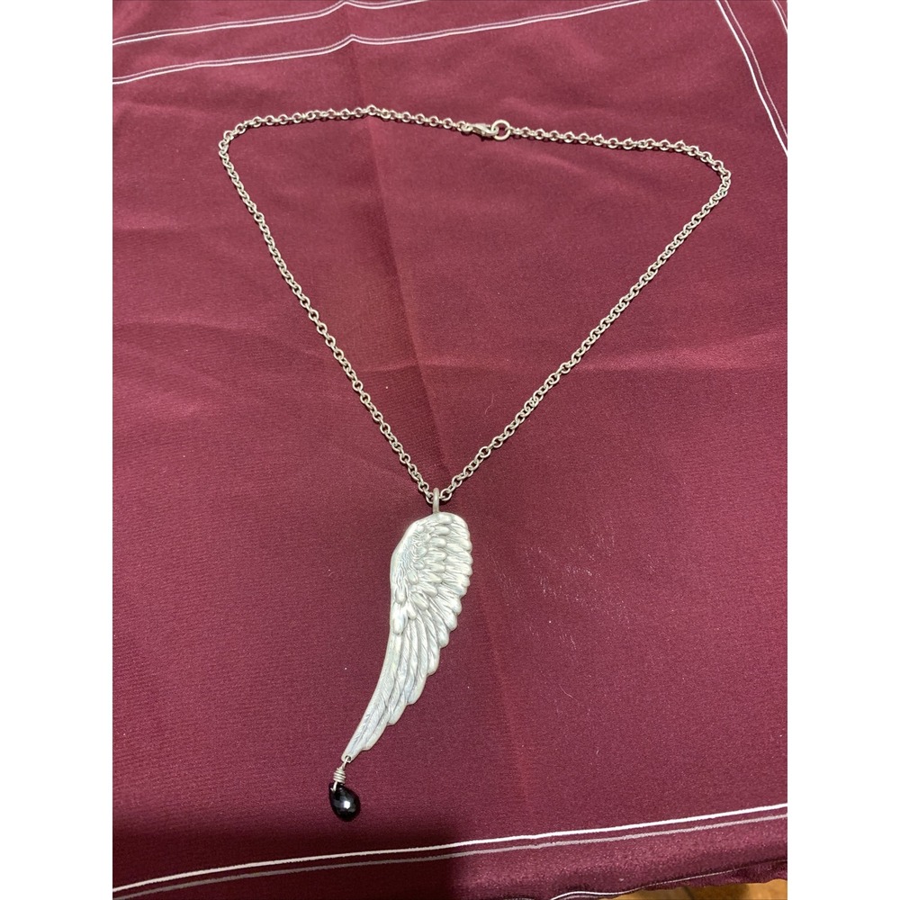 Michael Spirito Designer 925 Sterling Necklace Detailed Angel Wing On 17" Chain